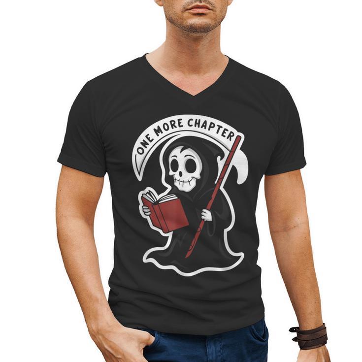 Grim Reaper Bookworm Cute Book Reading Halloween Men's V-Neck T-Shirt