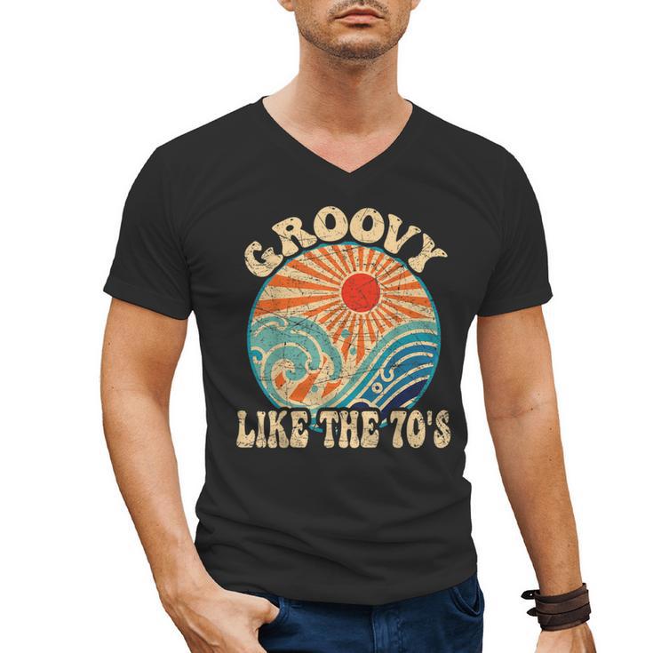 Groovy Like The 70s Aesthetic Nostalgia 1970's Retro Men's V-Neck T-Shirt