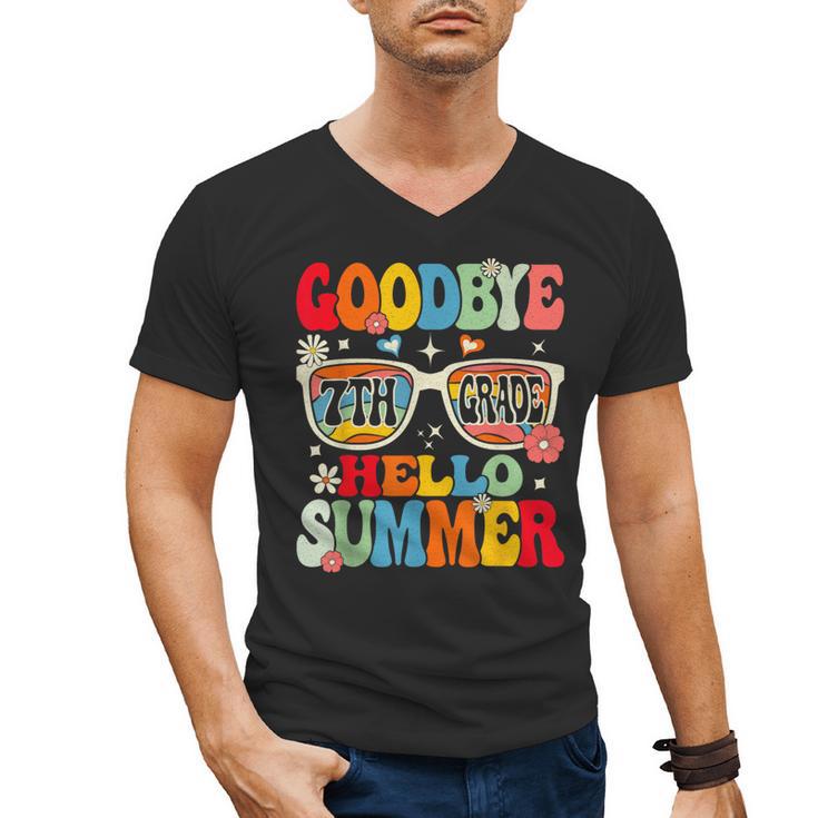Groovy Goodbye 7th Grade Graduation Hello Summer Kids Men's V-Neck T-Shirt