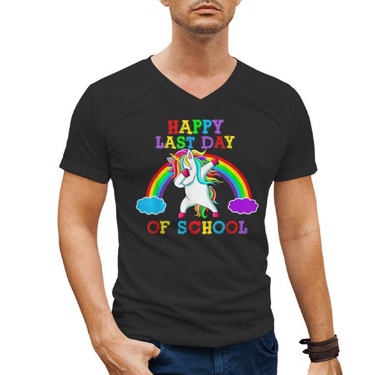 Happy Last Day Of School Teacher Student Graduation Unicorn Men's V-Neck T-Shirt