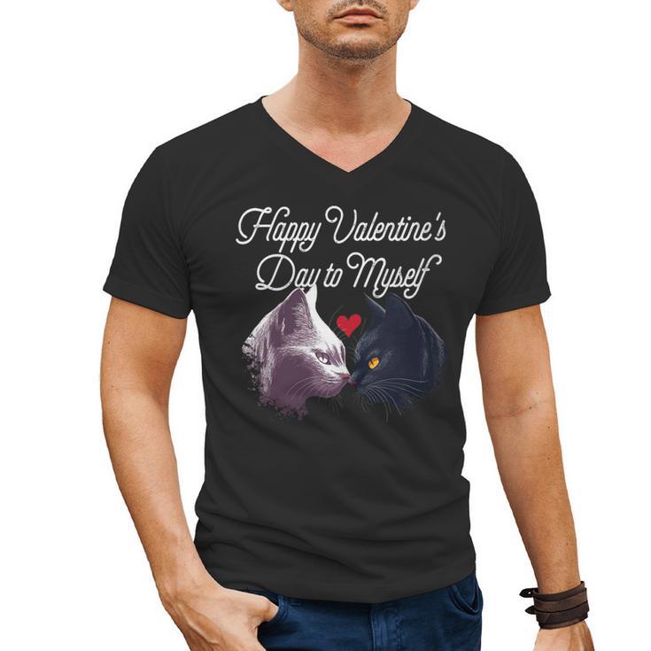 Happy Valentines Day Self Introvert Humor Antisocial Men's V-Neck T-Shirt