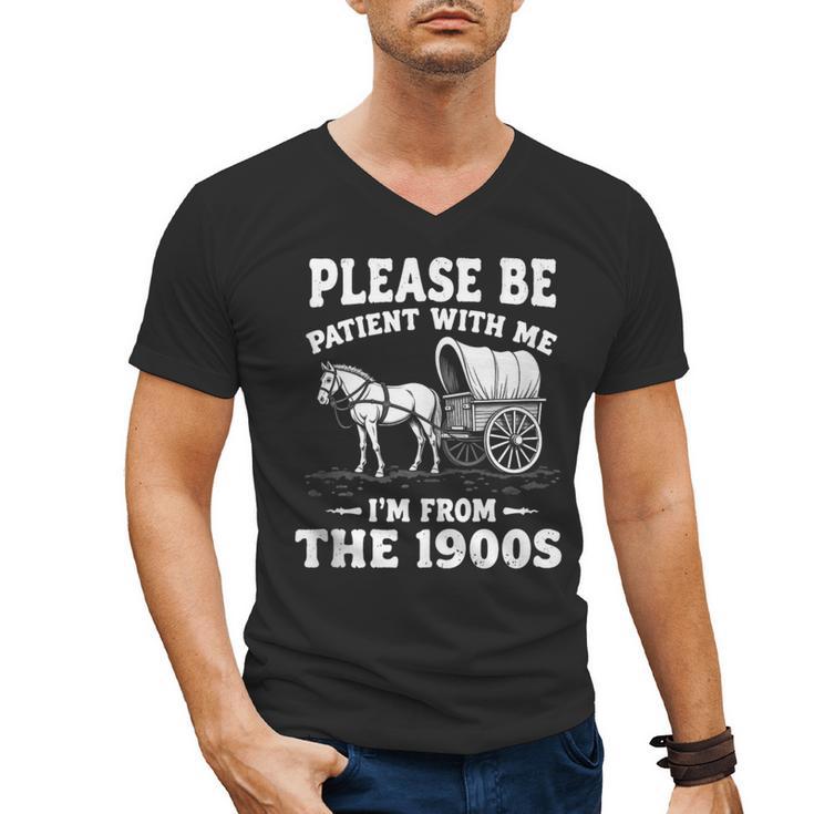 Heartwarming Wagon Please Be Patient I'm From The 1900s Men's V-Neck T-Shirt