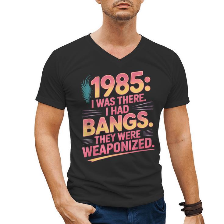 Hilarious 1985 Big Hair Bangs Joke For Gen X Nostalgia Men's V-Neck T-Shirt