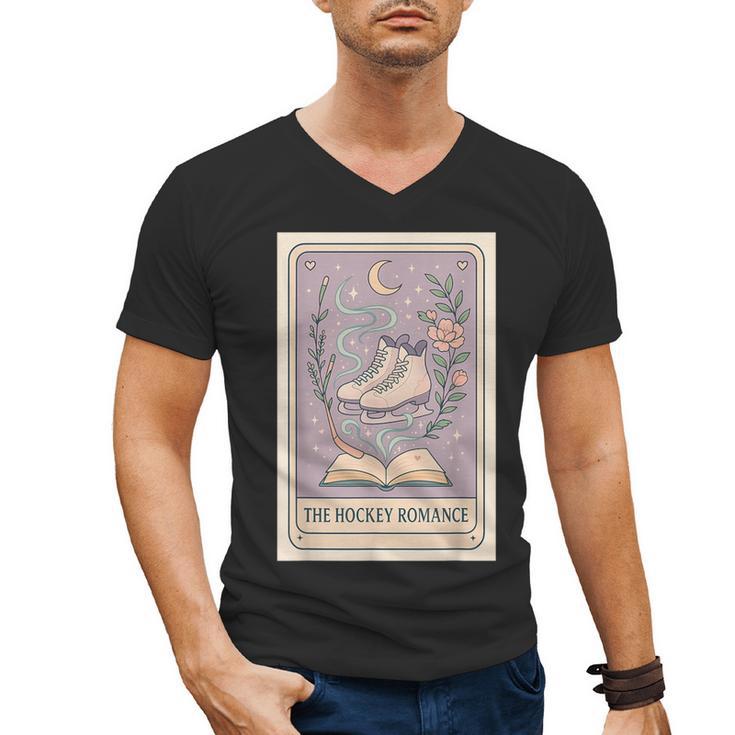 Hockey Romance Tarot Card Books Reader Cozy Reading Men's V-Neck T-Shirt