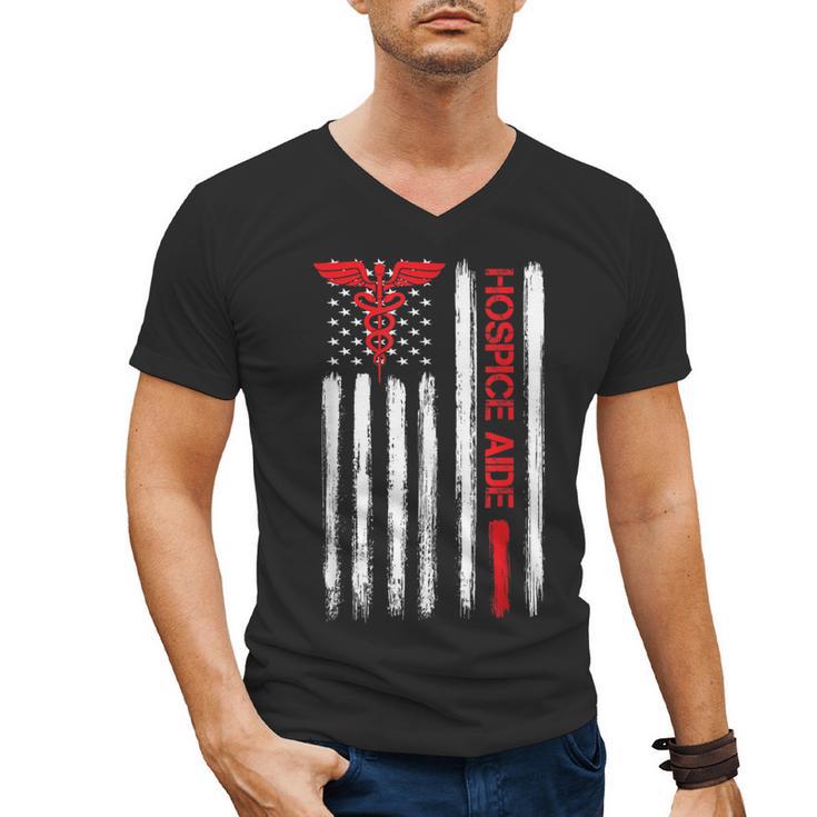 Hospice Aide American Flag Nurses Graduation Medical Men's V-Neck T-Shirt