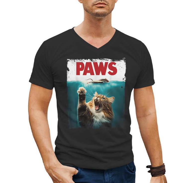 Humorous Paws Parody Cat Mouse For Cat Lover Cat Mom Cat Dad Men's V-Neck T-Shirt