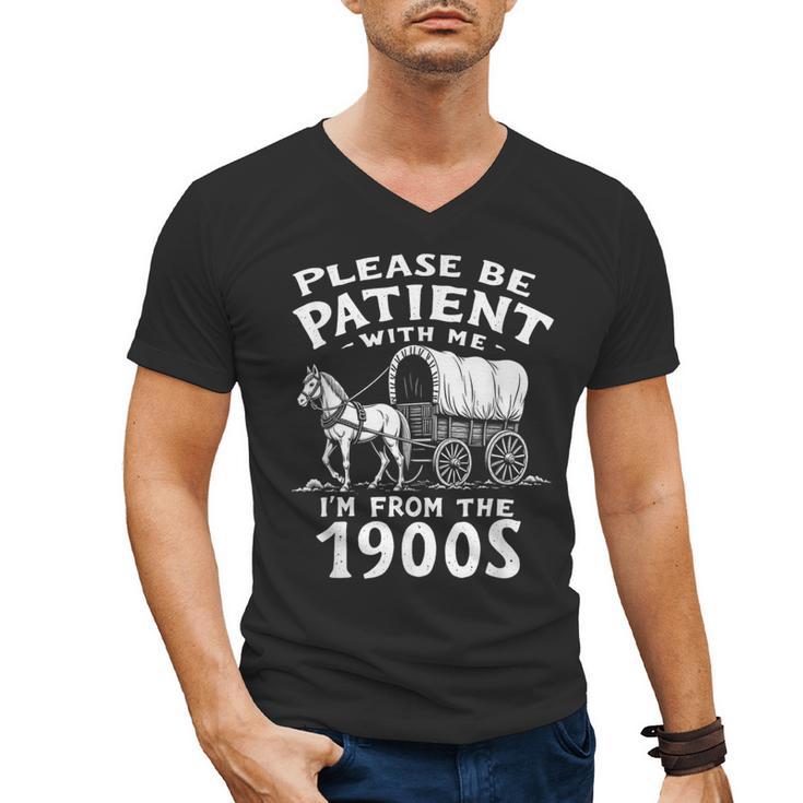 Humorous Wagon Plea Please Be Patient I'm From The 1900s Men's V-Neck T-Shirt