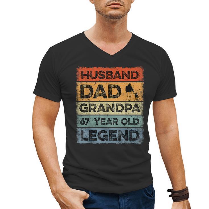 Husband Dad Grandpa 67 Year Old Legend 67th Birthday Vintage Men's V-Neck T-Shirt