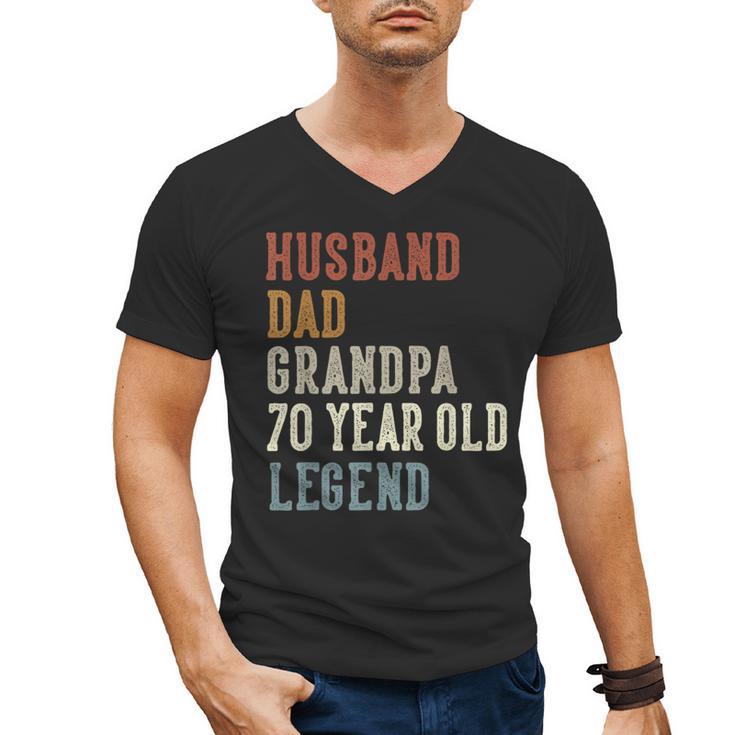 Husband Dad Grandpa 70 Year Old Legend 70th Birthday Men's V-Neck T-Shirt