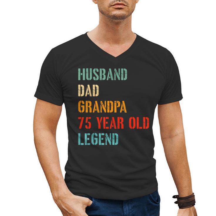 Husband Dad Grandpa 75 Year Old Legend 75th Birthday Men's V-Neck T-Shirt