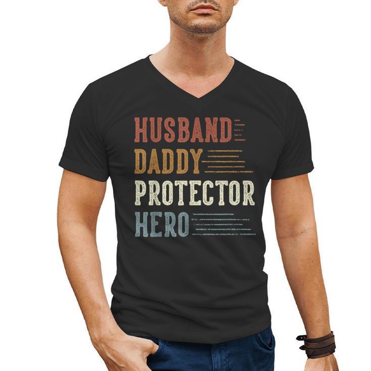 Husband Daddy Protector Hero For Dad Father's Day Men's V-Neck T-Shirt