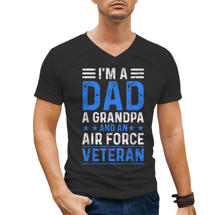 I’m A Dad Grandpa Air Force Veteran Distressed Men's V-Neck T-Shirt
