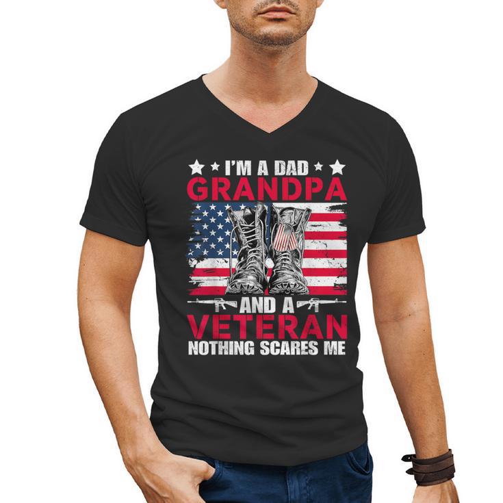I'm A Dad Grandpa And Veteran Papa Grandpa Fathers Day Men Men's V-Neck T-Shirt