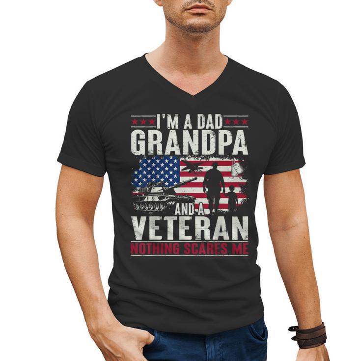 I'm A Dad Grandpa And Veteran Retro Papa Grandpa Men's V-Neck T-Shirt