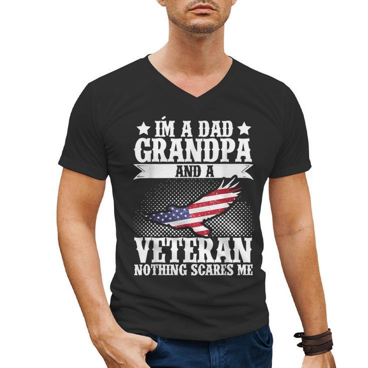 I'm A Dad Grandpa And A Veteran US Flag Veterans Day Men's V-Neck T-Shirt