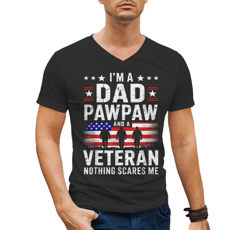 I'm A Dad Pawpaw And A Veteran Shirt Men Grandpa Fathers Day Men's V-Neck T-Shirt