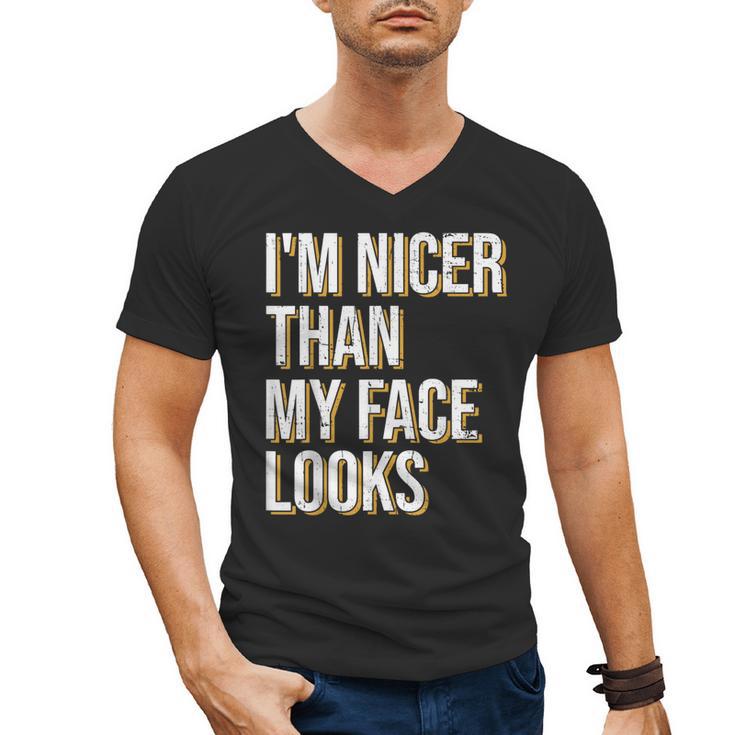 I'm Nicer Than My Face Looks Introverted Introverts Men's V-Neck T-Shirt