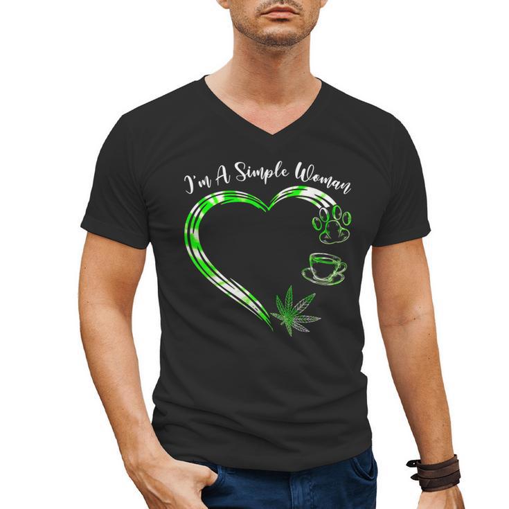 I'm A Simples Woman Loves Weed Coffee And Dog Dad Mom Men's V-Neck T-Shirt