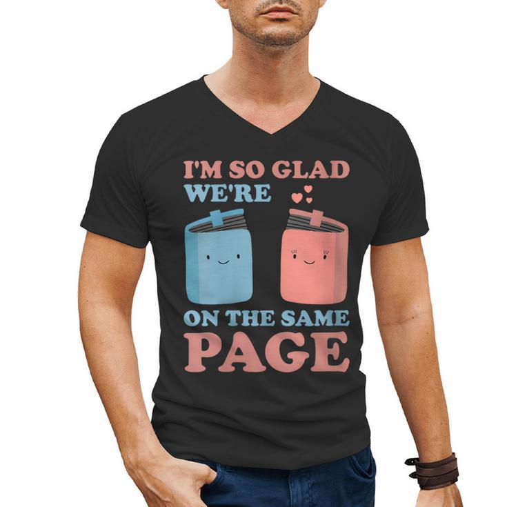 I'm So Glad We'Re On The Same Page Book Lover Writer Men's V-Neck T-Shirt