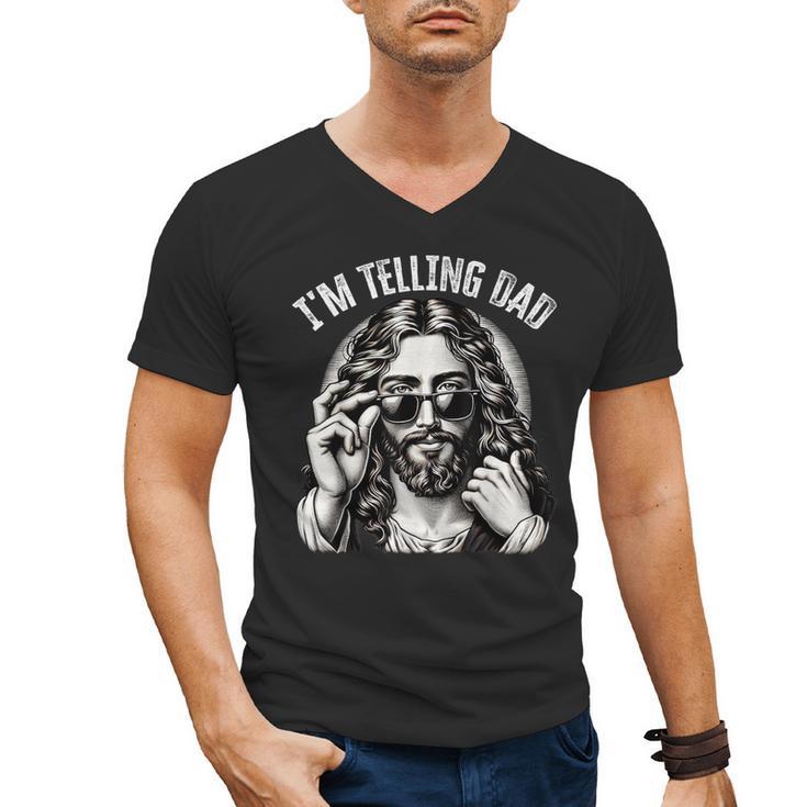 I'm Telling Dad Saying Religious Christian Jesus Meme Men's V-Neck T-Shirt