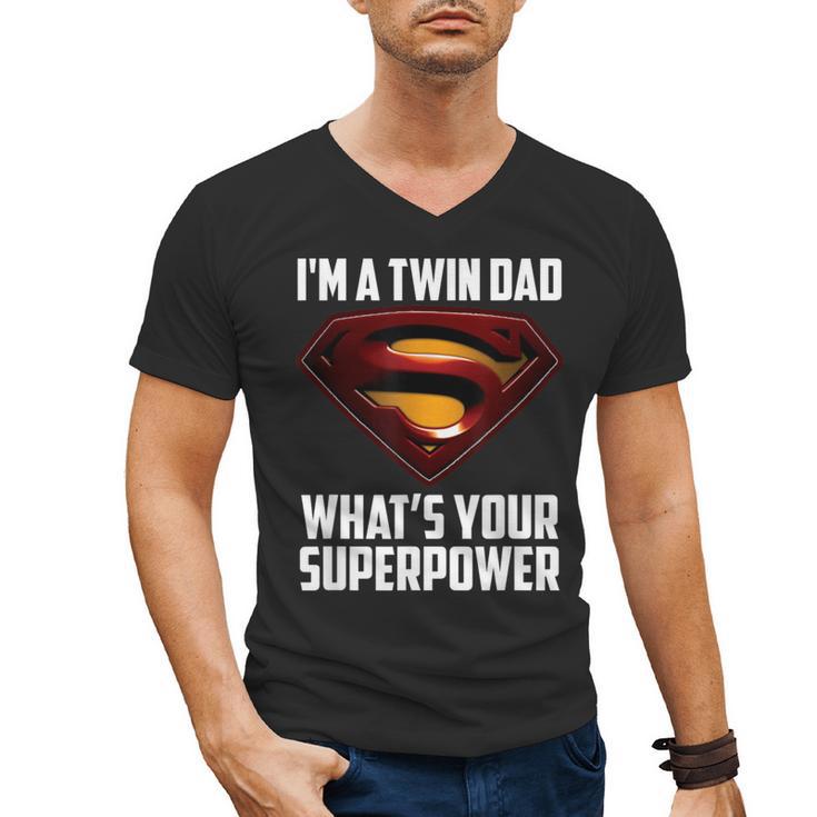 I'm A Twin DAD-What's Your Superpower Men's V-Neck T-Shirt