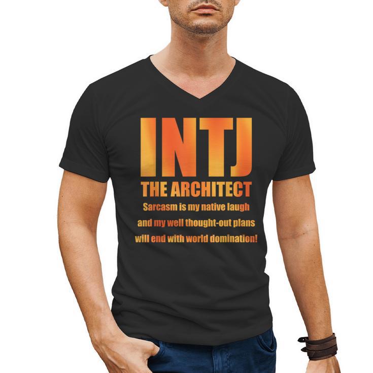 INTJ Architect Personality Introvert Sarcastic Orange Men's V-Neck T-Shirt