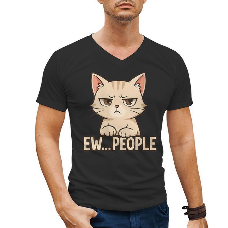 Introvert Anime Cat Ew People Men's V-Neck T-Shirt Introvert Anime Cat Ew People Men's V-Neck T-Shirt