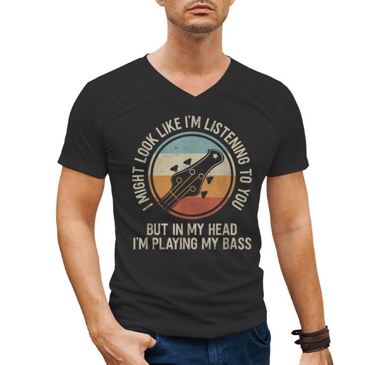 Introvert Bass Guitarist Musician Playing Bass Guitar Men's V-Neck T-Shirt