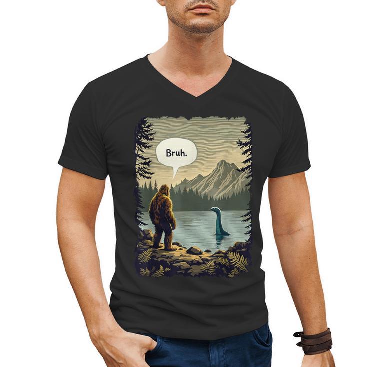 Introvert Bigfoot Sasquatch Loch Ness Monster Bruh Men's V-Neck T-Shirt