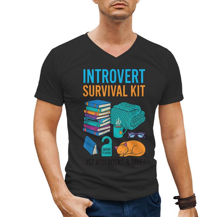 Introvert Book Lover Introvert Survival Kit Men's V-Neck T-Shirt