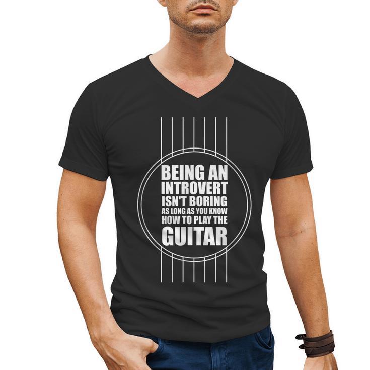 Introvert Guitarist Play Guitar Instrument Music Acoustic Men's V-Neck T-Shirt