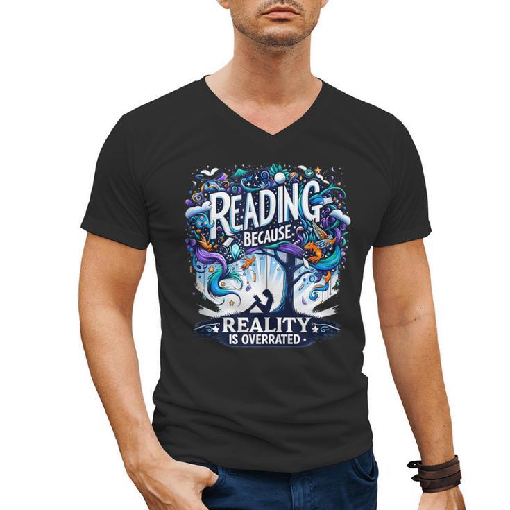 Introvert Reader Bibliofile Bookworm Loves Books Men's V-Neck T-Shirt