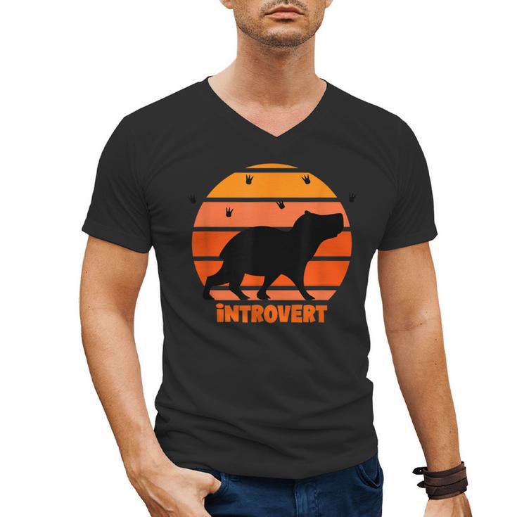 Introvert Retro Sunset Capybara Tee Men's V-Neck T-Shirt