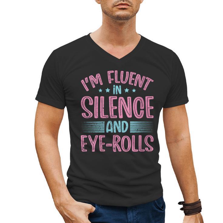 Introverts I'm Fluent In Silence And Eye-Rolls Men's V-Neck T-Shirt
