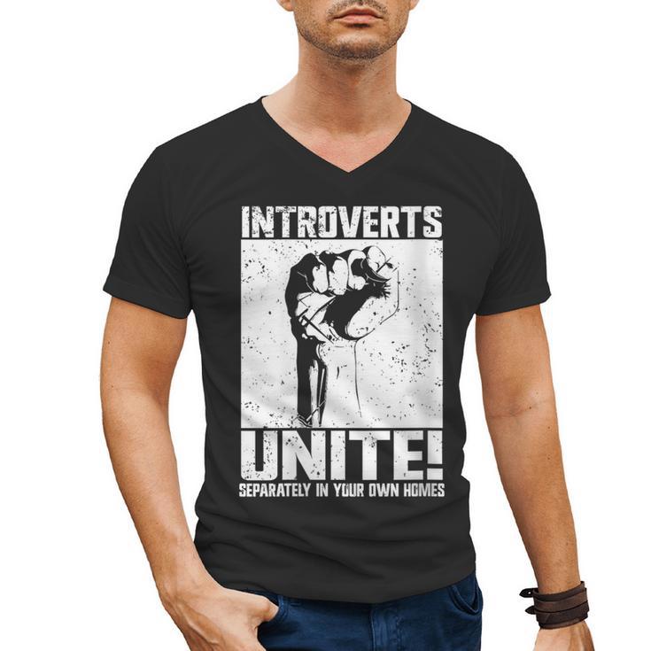 Introverts Unite Separately In Your Own Homes Introvert Men's V-Neck T-Shirt
