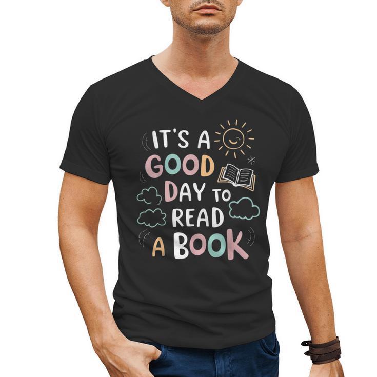 It's A Good Day To Read a Book Elementary Teacher Graphic Men's V-Neck T-Shirt