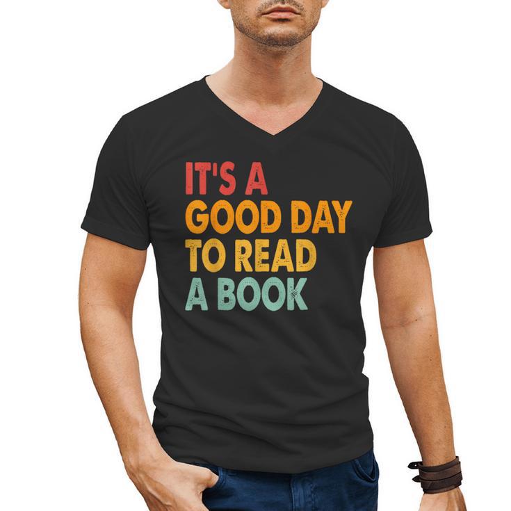 It's A Good Day To Read A Book Retro Vintage Teacher Men's V-Neck T-Shirt
