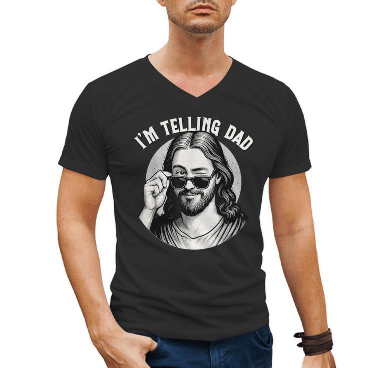 Jesus I'm Telling Dad Jesus Meme Christian & Jesus Men's V-Neck T-Shirt