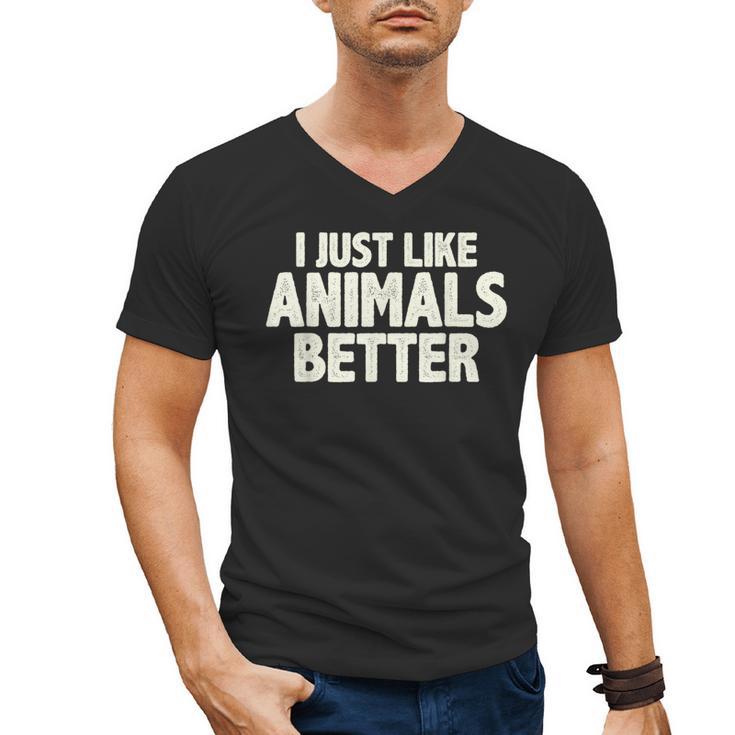 I Just Like Animals Better I Introvert Men's V-Neck T-Shirt