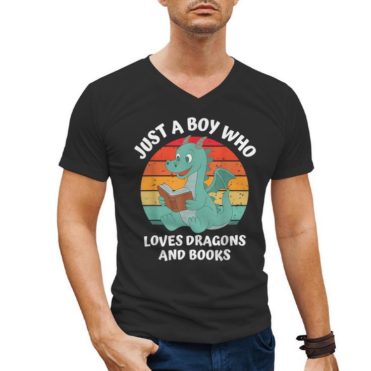 Just A Boy Who Loves Dragons And Books Kids Toddler Baby 5T Men's V-Neck T-Shirt