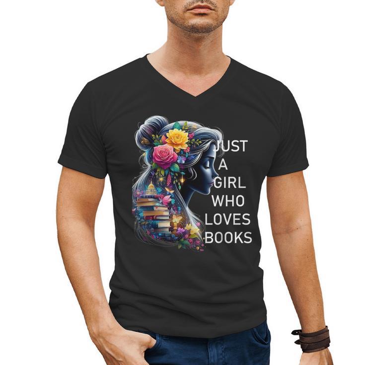 Just a Girl Who Loves Books Men's V-Neck T-Shirt