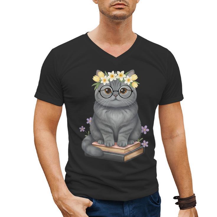 Just A Girl Who Loves Cats & Books Bookish Women Men's V-Neck T-Shirt