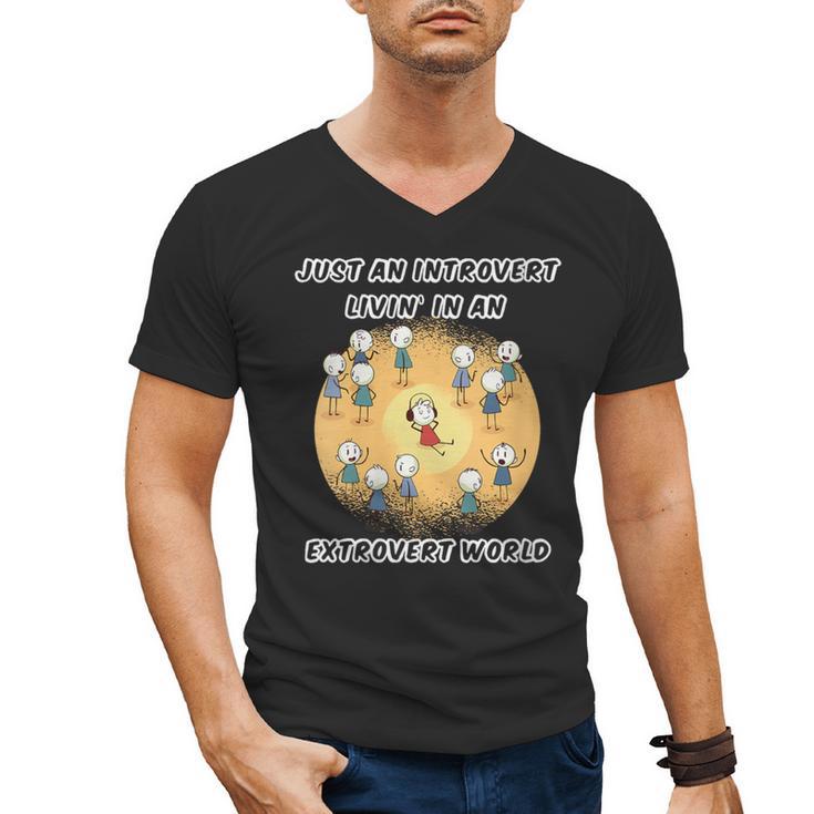 Just An Introvert Living In An Extrovert World Stickmen Men's V-Neck T-Shirt