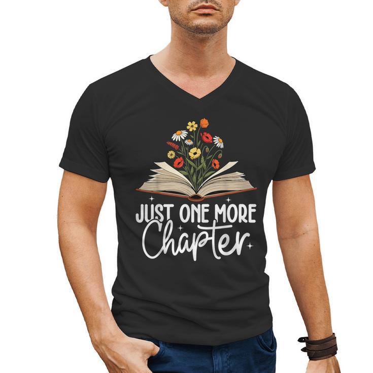 Just One More Chapter Floral Book Reading Girl Bookworm Men's V-Neck T-Shirt