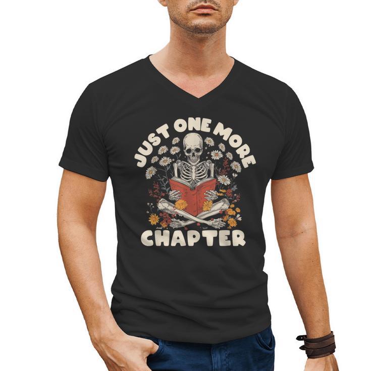 Just One More Chapter Skeleton Reading Book Lover Men's V-Neck T-Shirt