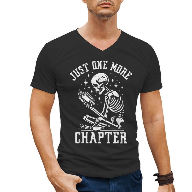 Just One More Chapter Skeleton Reading Book Men's V-Neck T-Shirt