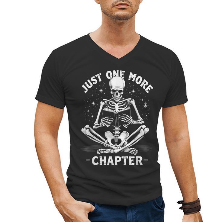 Just One More Chapter Skeleton Reading Bookworm Men's V-Neck T-Shirt