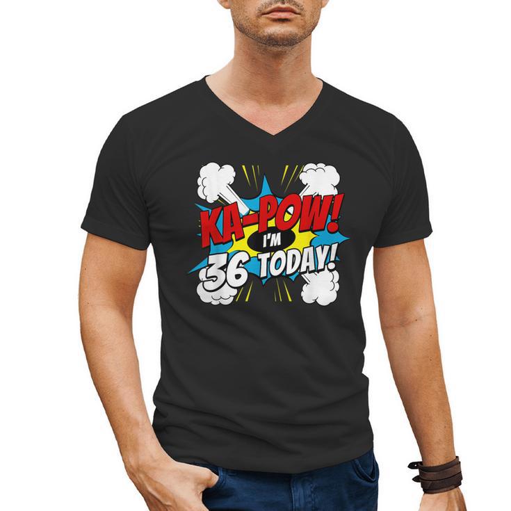 Ka-Pow 36 Years Old Comic Book 36th Birthday Super Hero Men's V-Neck T-Shirt