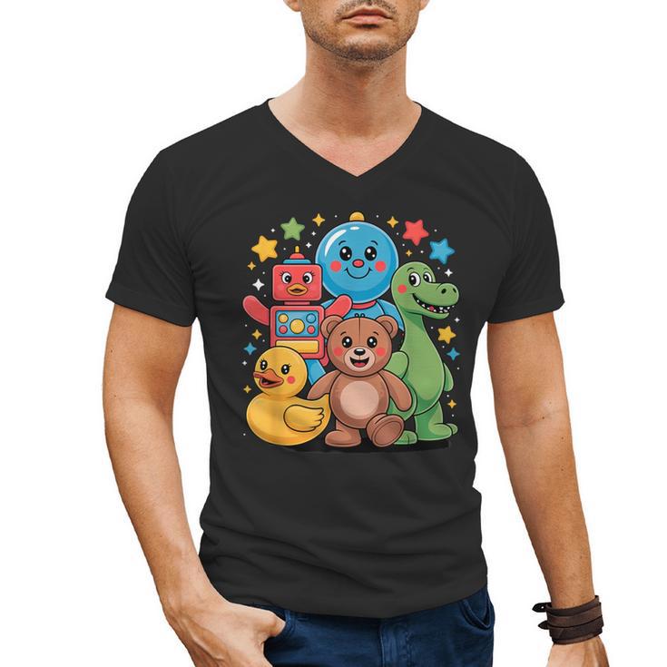 Kidcore Aesthetic Retro Vibes Colorful Cartoon Nostalgia Men's V-Neck T-Shirt