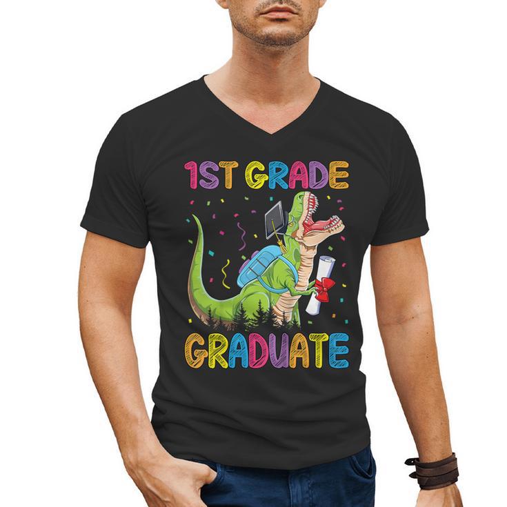 Kids 1st Grade Graduate Dinosaur Trex 1st Grade Graduation Men's V-Neck T-Shirt